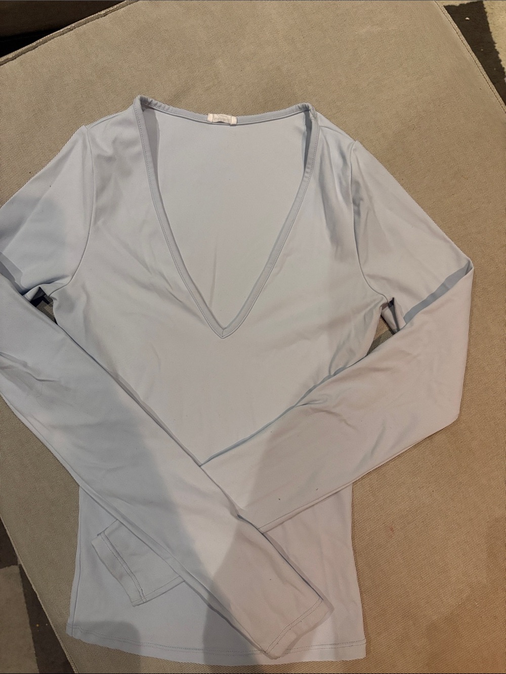 Garage Light Blue V-Neck Long Sleeve Top XS